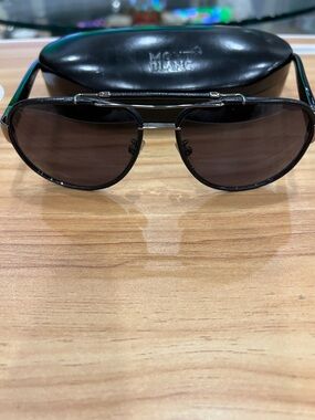 Montblanc Black Frame Sunglasses with Brown Lenses